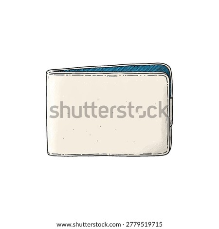 A compact light wallet featuring a blue interior and rounded edges