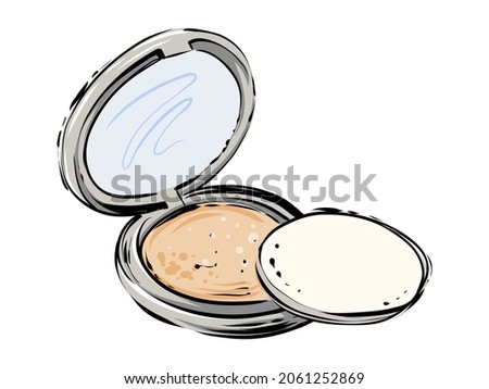Compact makeup powder, color vector illustration