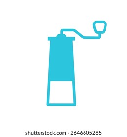 Compact Manual Grinder for Fresh Coffee icon. Isolated on white background. Blue icon.