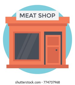 
A compact meat shop icon in flat vector design 
