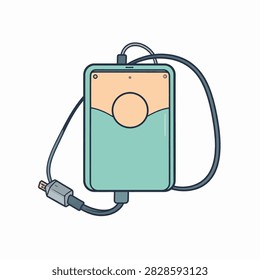 A compact medical device featuring a screen, cables, and a circular component, used for health monitoring or diagnostics.
