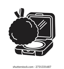 ícone de espelho compacto ilustração vetor mostrando caso de pó aberto maquiagem acessório ferramenta de beleza reflexão cosmética bolso tamanho conceito isolado branco fundo design elemento