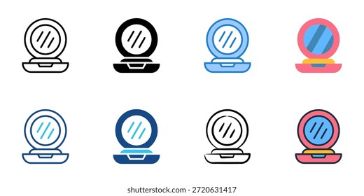 Los iconos de espejo compactos establecen una colección de estilo múltiple. Trazo editable 
