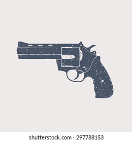 compact modern revolver, with grunge texture, isolated on white, vector illustration, eps10, easy to edit