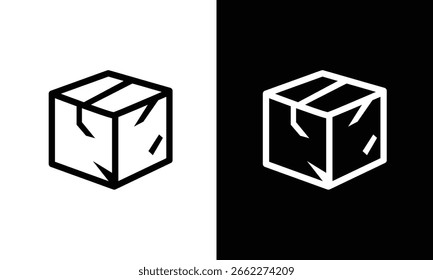 Eine kompakte, moderne Versandbox mit geschnitzten Kanten und Schattenschnitten, ideal für Lieferung, Verpackung oder Produktsymbole. Ursprüngliches Vektorsymbol basierend auf einem KI-generierten Konzept, komplett neu gezeichnet mit Pentool .