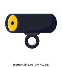 Compact music speaker with bike frame mount flat vector illustration. Accessories and sportswear for cyclists or biker isolated on white background. Sports, cycling concept