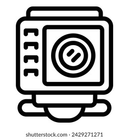 Compact outdoor camera icon outline vector. Action mode session. Capturing activity apparatus