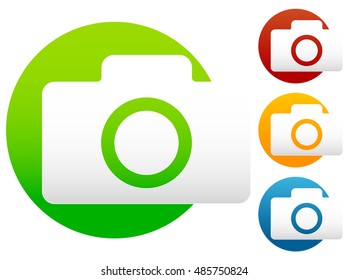 compact photo camera icon 4 green, red, yellow, blue colors