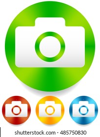 compact photo camera icon 4 green, red, yellow, blue colors