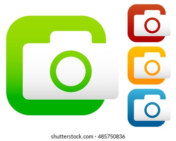 compact photo camera icon 4 green, red, yellow, blue colors