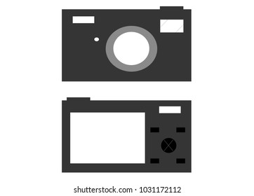 Compact photo camera seen from the front and from the back
