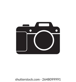 Compact Photo or Video Camera, DSLR Solid Flat Vector Icon Isolated on White Background