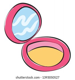 A compact pink container with face power and mirror in it vector color drawing or illustration