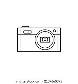 Compact pocket camera icon in line style icon, isolated on white background