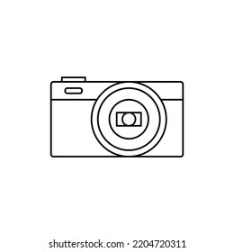 Compact pocket camera icon in line style icon, isolated on white background