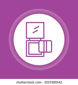 Compact powder color button icon. Skin care. Lifting, moisturizing, treatment procedure. Isolated vector element. Outline pictogram for web page, mobile app, promo.