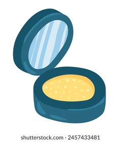 Compact powder or highlighter in flat design. Cosmetic beauty makeup product. Vector illustration isolated.