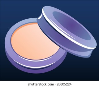Compact powder isolated on a dark blue background.