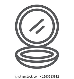 Compact powder line icon, makeup and cosmetic, skin powder sign, vector graphics, a linear pattern on a white background, eps 10.