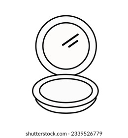 Compact powder line icon. Pocket mirror  icon. Makeup and cosmetic, skin powder sign, vector graphics.