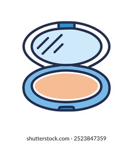 Compact powder makeup. Open compact powder with mirror, ready for application. Ideal for a flawless, natural finish.