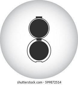 Compact powder or pocket mirror symbol simple silhouette icon on background
