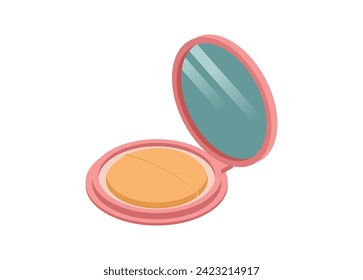 Polvo compacto. Ilustración plana simple en vista isométrica.