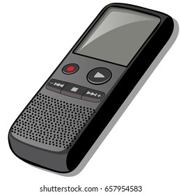 Compact recorder isolated on white background. Vector cartoon close-up illustration.
