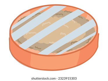 Clíparte compacta del contenedor de polvo redondo. El doodle de los equipos de maquillaje facial. Accesorio cosmético aislado sobre fondo blanco. Ilustración vectorial de estilo de caricatura.