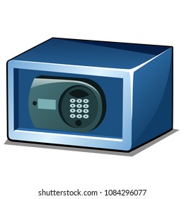 Compact safe with combination lock isolated on a white background. Vector cartoon close-up illustration.