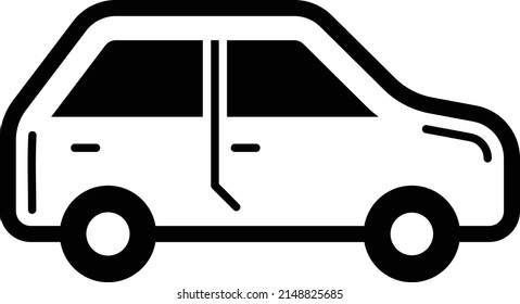 Compact Sedan Hatch back Car Side View Concept Vector Icon Design, Motor Vehicle Service and automobile repair shop Symbol, Lorry spare parts Sign,  automotive technician equipment stock illustration