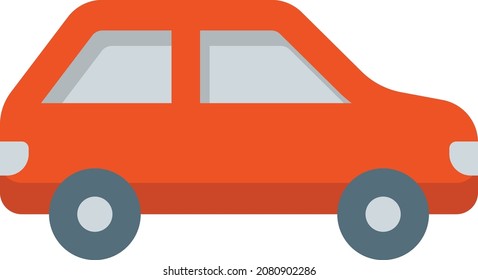 Compact Sedan Red Car Side View Concept Vector Color Icon Design, Motor Vehicle Service and automobile repair shop Symbol, Lorry spare parts Sign,  automotive technician equipment stock illustration