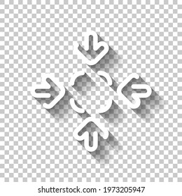 Compact Size, change scale, resize picture, full screen, simple icon. White linear icon with editable stroke and shadow on transparent background