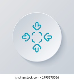 Compact Size, change scale, resize picture, full screen, simple icon. Cut circle with gray and blue layers. Paper style