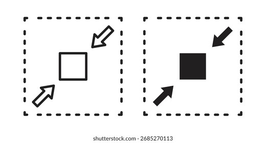 Icono de tamaño compacto en blanco y negro