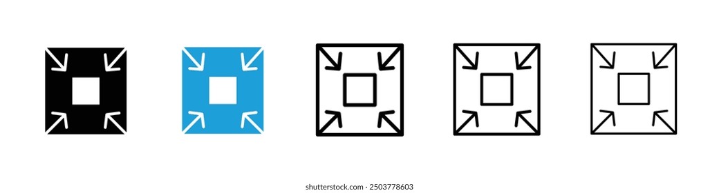 Compact size icon in black and blue colors