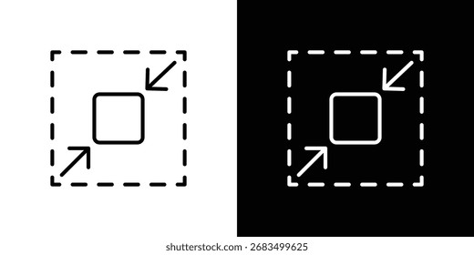 Icono de tamaño compacto signo de contorno de Vector blanco y negro
