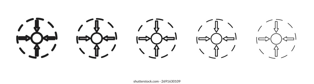 Ilustración vectorial de stock de concepto de conjunto de logotipo de icono de tamaño compacto.