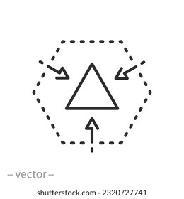 icono de tamaño compacto, redimensionar o minimizar, símbolo de línea delgada en fondo blanco - ilustración de vector de trazo editable eps10
