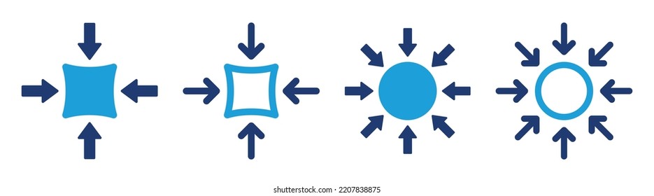 Compact size icon set. Compress symbol vector illustration.