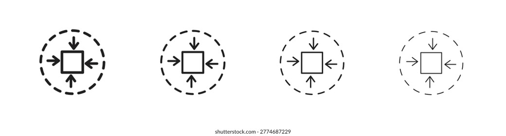 Compact size icon strokes collection in thin line.