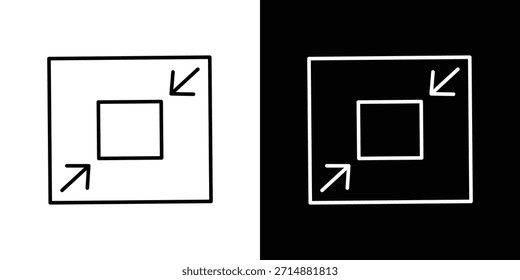 Kompaktes Größensymbol im trendigen Strichlinienstil. Satz von Webseiten-Icon-Vektorgrafik.
