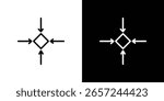 Compact size icons in line style. Editable black and white strokes
