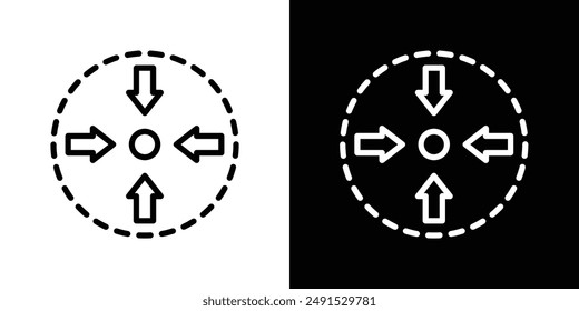 Icono de contorno de tamaño compacto en colores blanco y negro