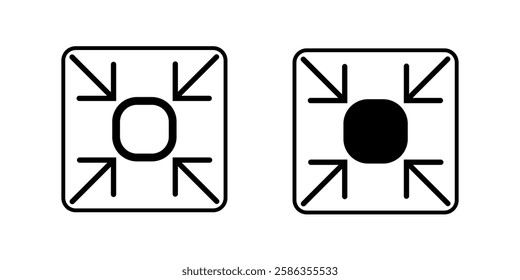 Compact Size Small Scale Fit Flat Vector Line Icon,Set of compact icons. Meeting point icons collection. small compress size symbol. assembly place sign - Stock vector.Scalable size line icon set. 