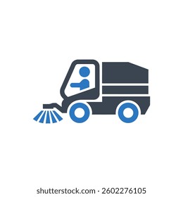 Compact Sweeper Truck Icon On White Background