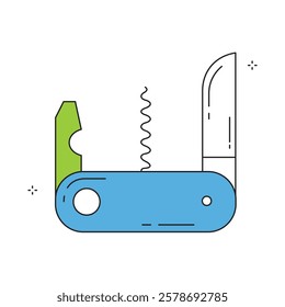 Compact Swiss Knife Camping Gear Vector Icon Design