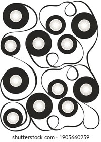 Compact tangle tape for video cassette or audio cassette vector illustration on white background