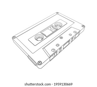 Compact Tape Audio Cassette in Outline Style