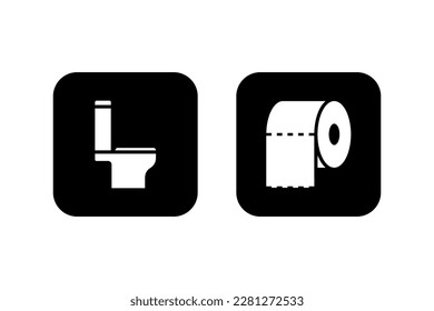 Compact toilet seat pot bowl icon vector illustration. Toilet Paper sign symbol silhouette pictogram
